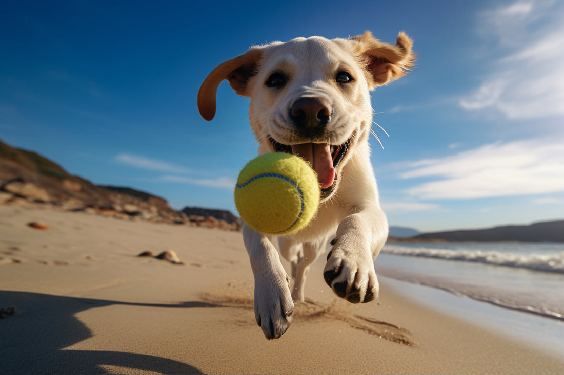 A Dog playing Ball