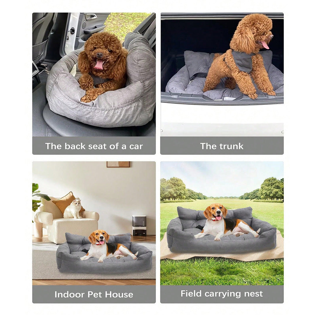 Pet Car Double Seat Travel Carries Bed for Medium Dog