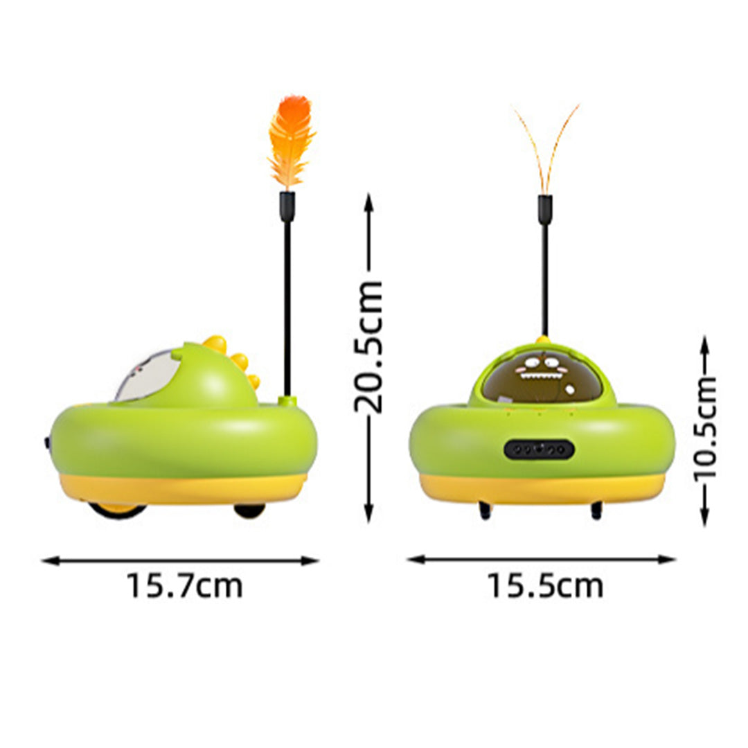 Size of smart treat dispensing indoor green cat toy