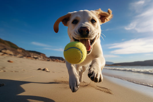 A Dog playing Ball