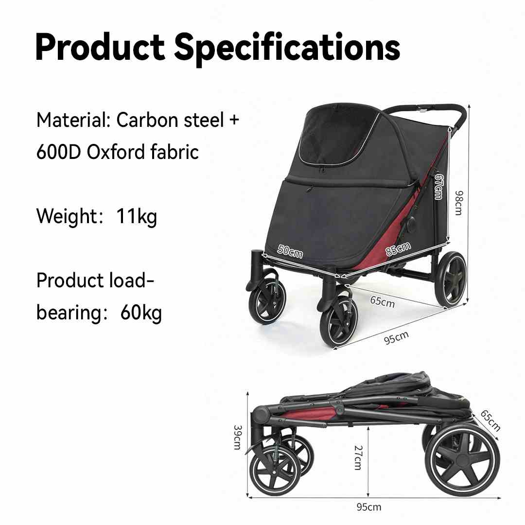 SL60 Extra Large Pet Stroller – Safe, Comfortable & Foldable for Dogs & Cats