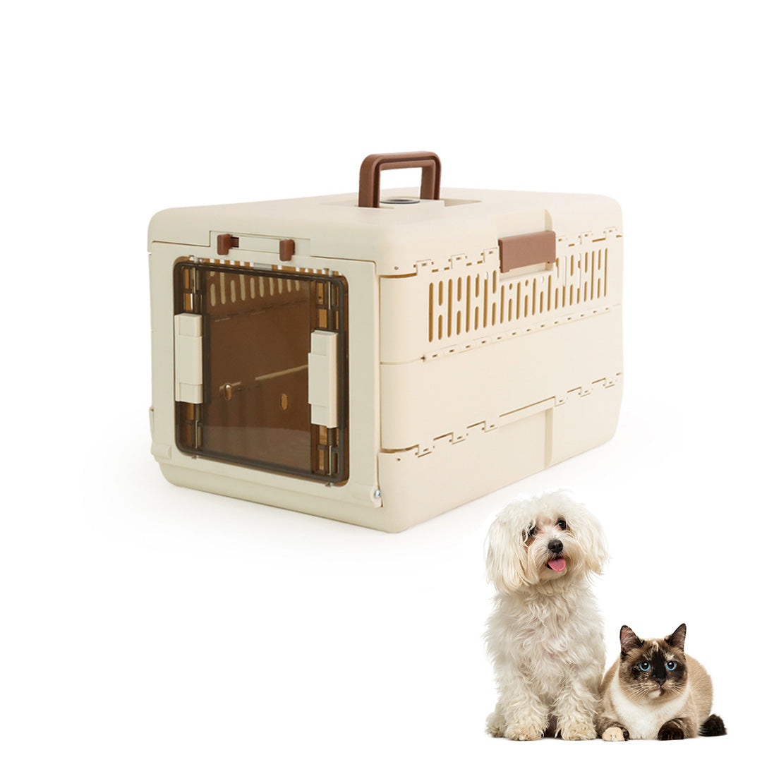 Hard-sided Foldable Pet Crate with Integrated Temperature Display