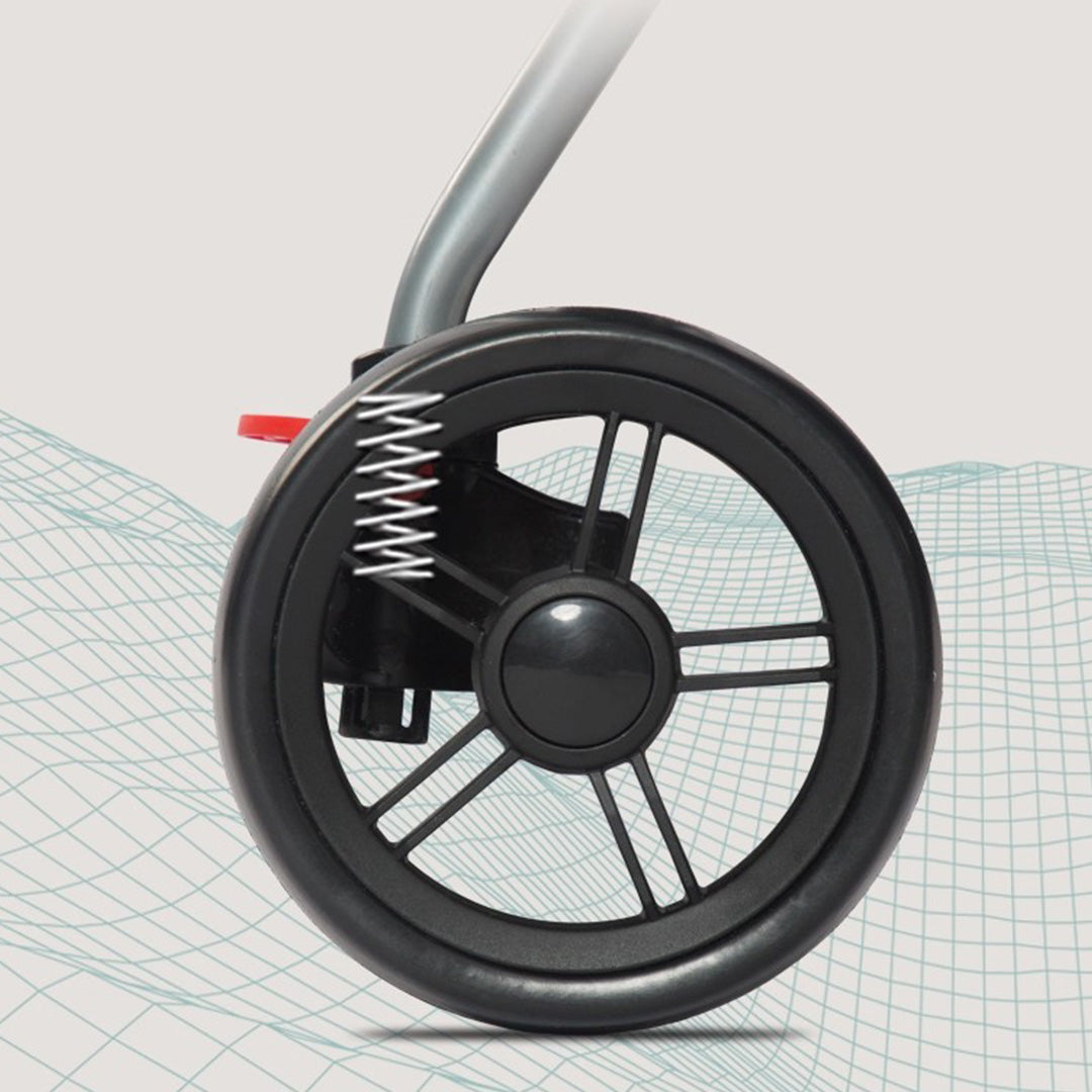 360-degree swivel front wheel with shock absorption for smooth and stable pet stroller rides