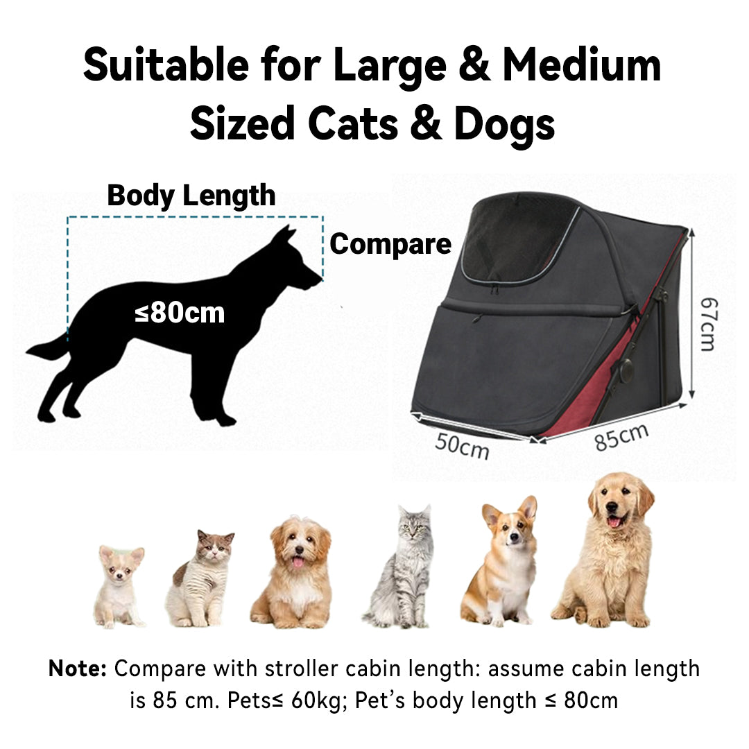 SL60 Extra Large Pet Stroller – Safe, Comfortable & Foldable for Dogs & Cats