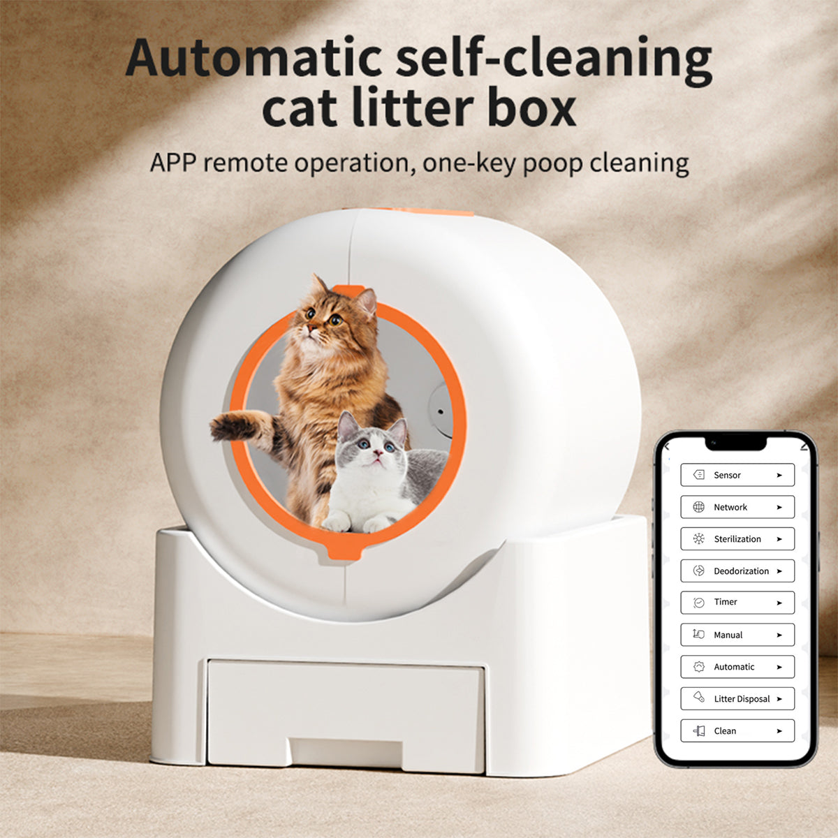 CV64 Automatic Enclosed Self-Cleaning Litter Box