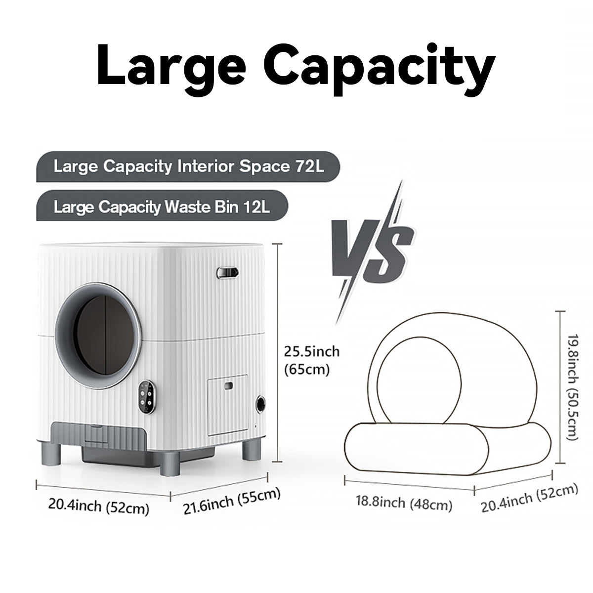 CA72 - Large Capacity Smart Cat Litter Box 72L