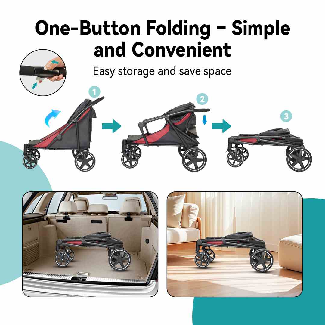 SL60 Extra Large Pet Stroller – Safe, Comfortable & Foldable for Dogs & Cats