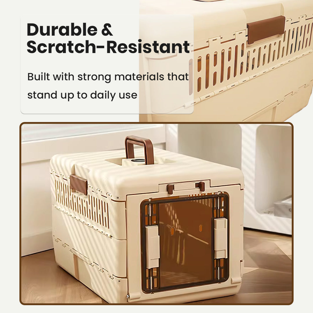 Hard-sided Foldable Pet Crate with Integrated Temperature Display