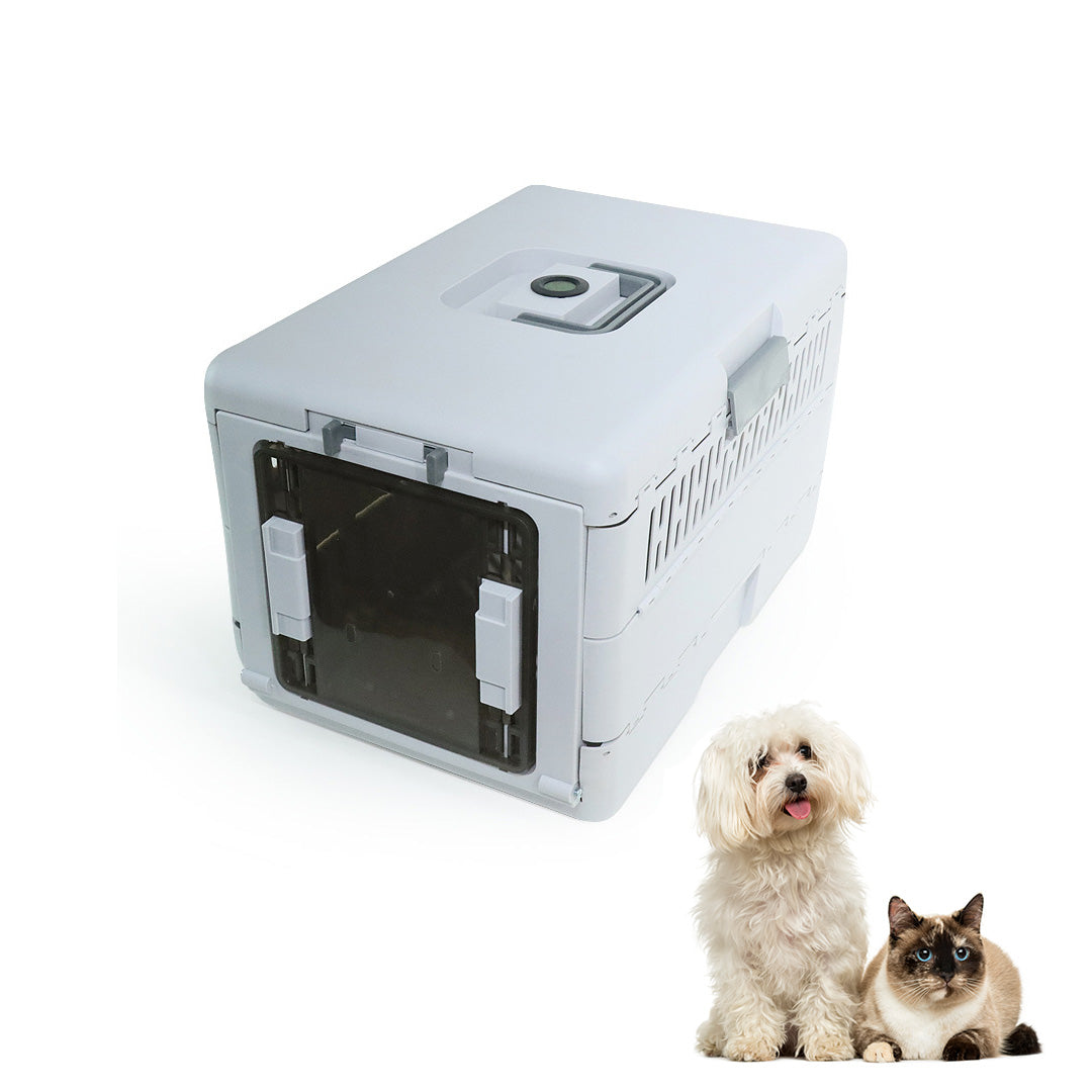 Hard-sided Foldable Pet Crate with Integrated Temperature Display