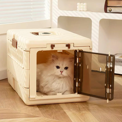 Hard-sided Foldable Pet Crate with Integrated Temperature Display