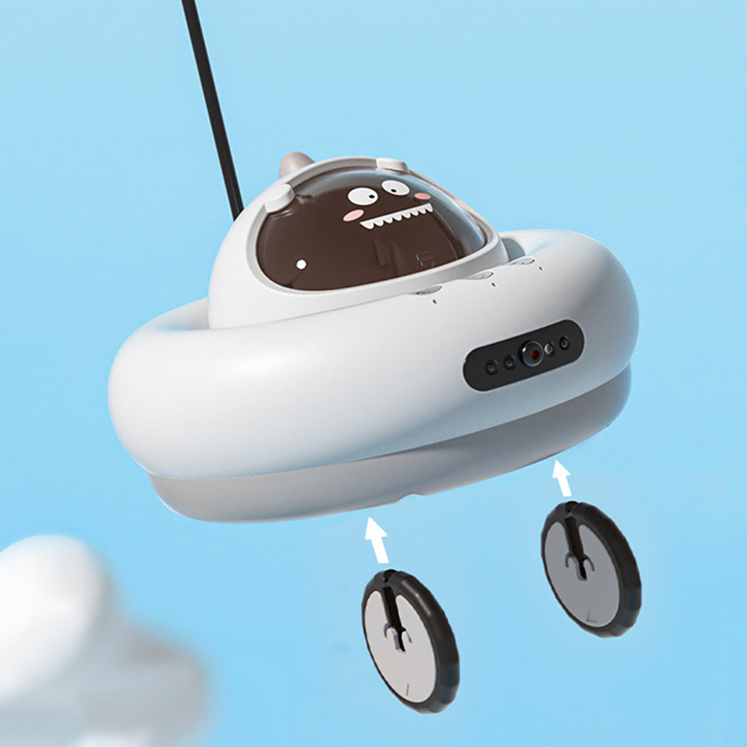 Smart interactive cat toy with removable wheels to clean cat hair for indoor cats