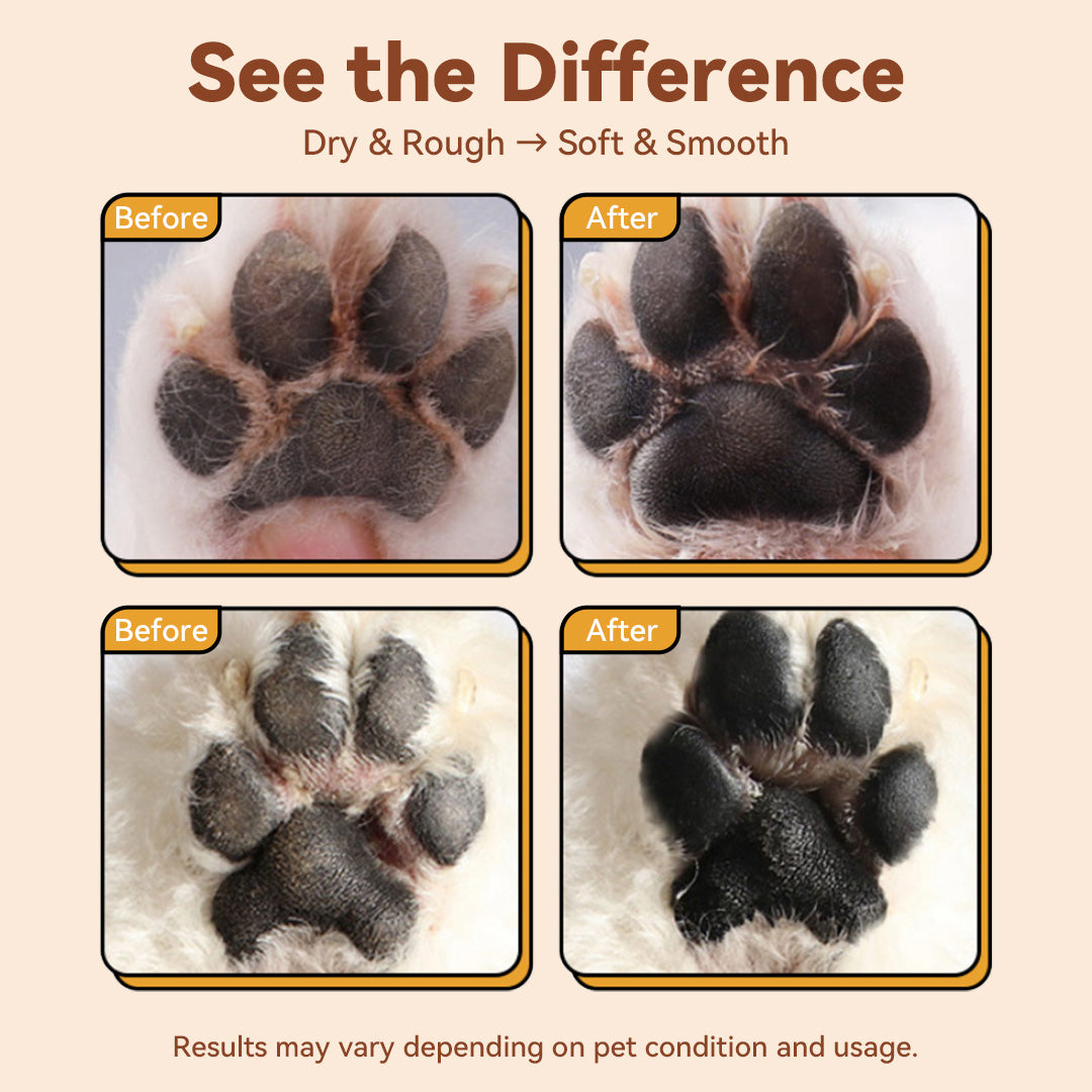 before and after using dog paw balm cracked paws healed