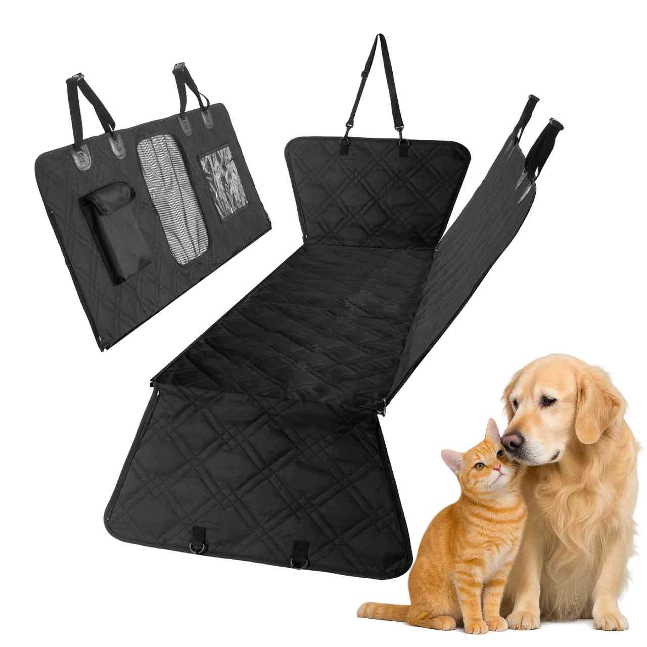 CB137 Pet Car Seat Cove Dogs Backseat Barrier Cushion for SUVs Cars Black