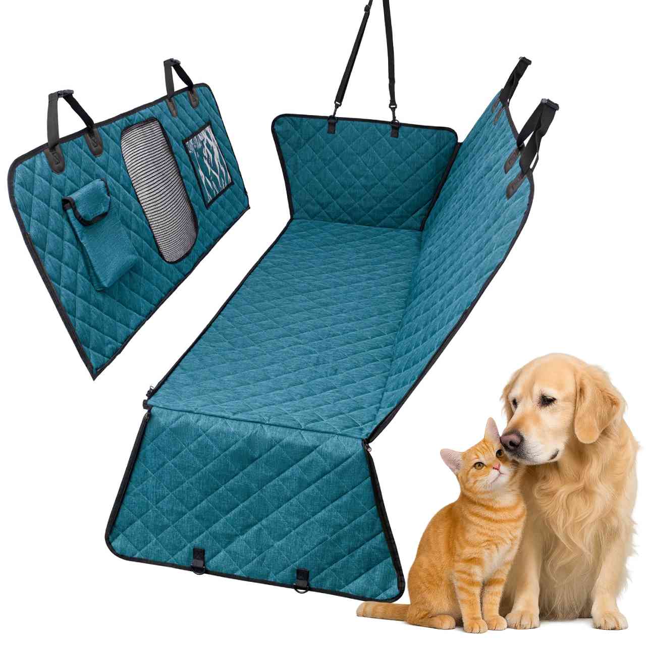 CB137 Pet Car Seat Cove Dogs Backseat Barrier Cushion for SUVs Cars Blue