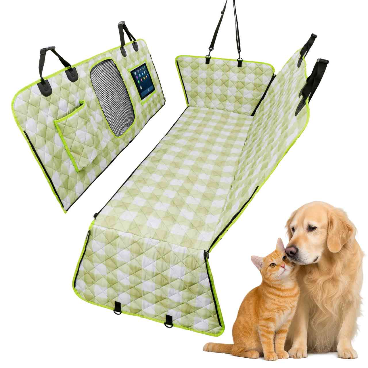 CB137 Pet Car Seat Cove Dogs Backseat Barrier Cushion for SUVs Cars Green