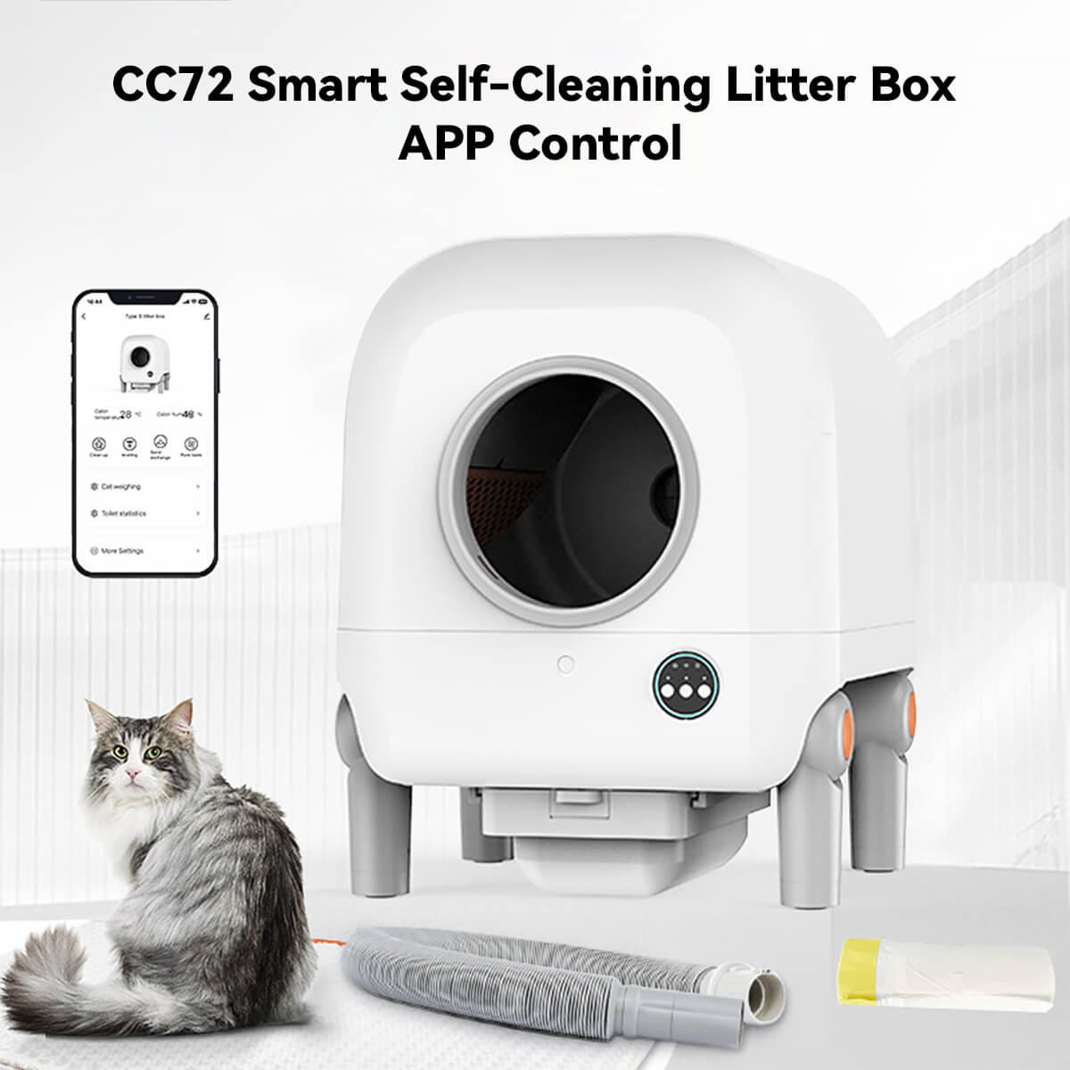 CC72 Automatic Self Cleaning Litter Box App Contrrol