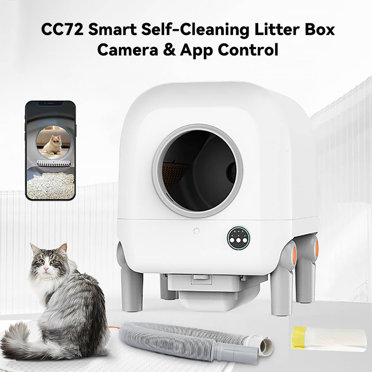 CC72 Automatic Self Cleaning Litter Box Camera and App Control