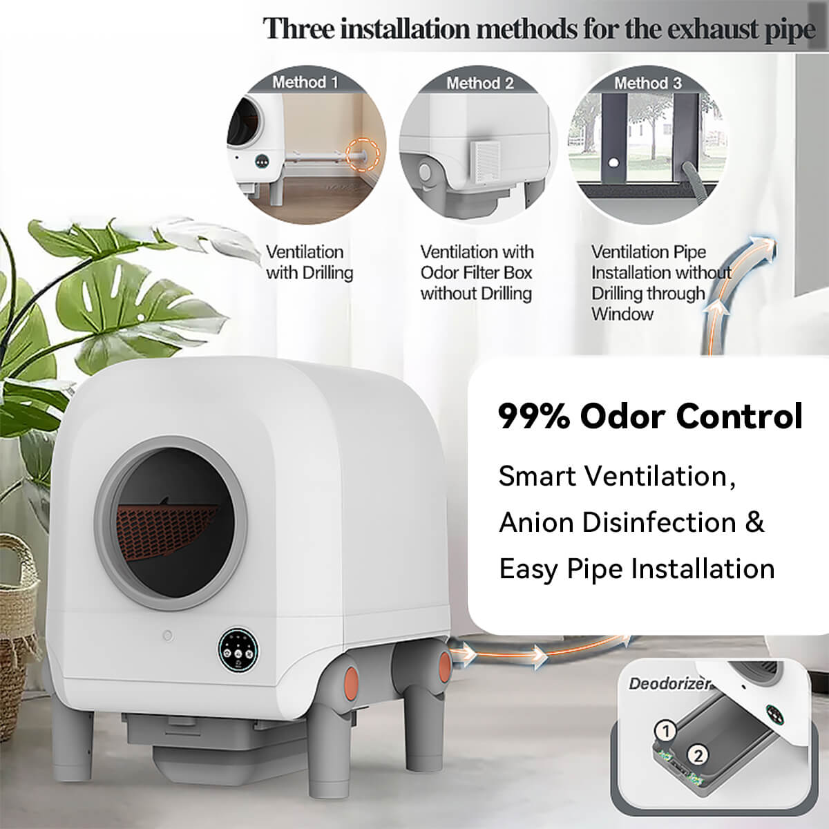 CC72 Automatic Self Cleaning Litter Box 99% Odor Control