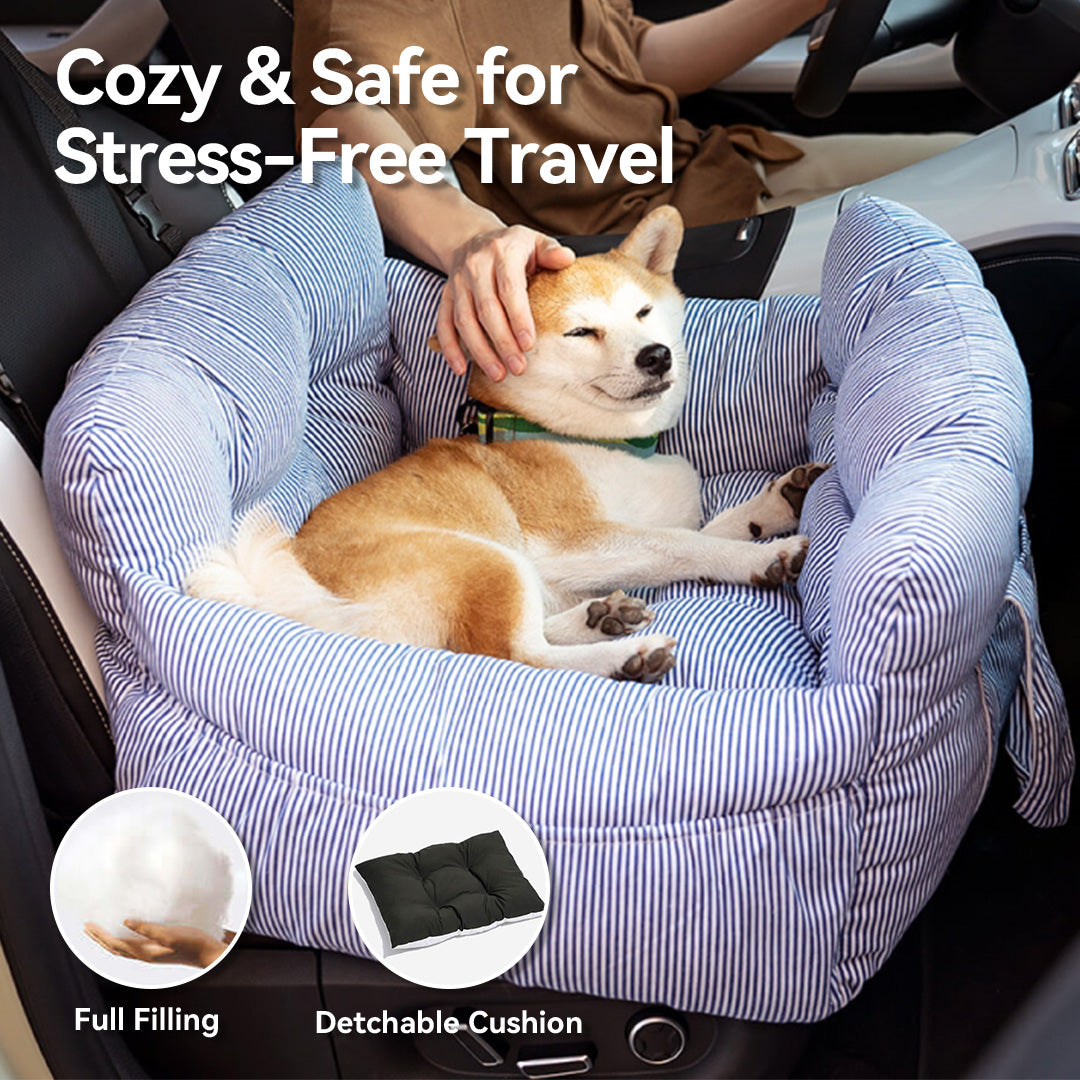 CS46 Portable Pet Car Seat Carriers Cozy Bolster Bed Comfort and Safe for Pet