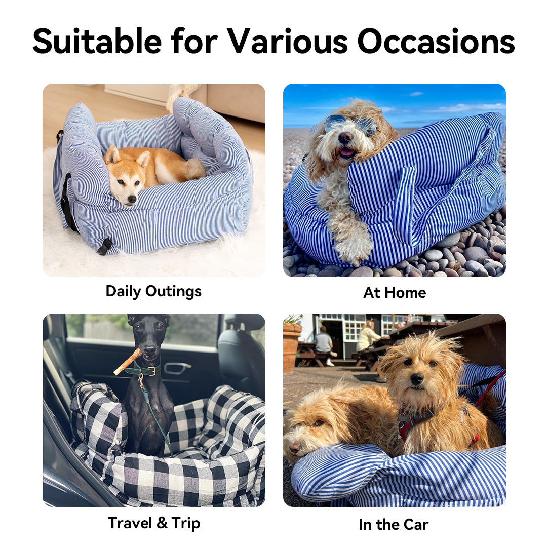 CS46 Portable Pet Car Seat Carriers Cozy Bolster Bed Suit for Various Occasions