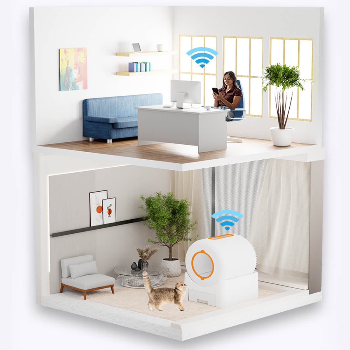 CV64 Automatic Self Cleaning Litter Box via App Control