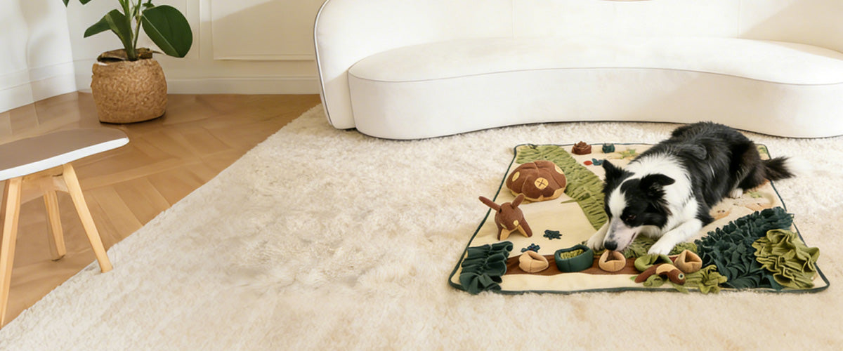 Chew-resistant snuffle mat with non-slip bottom for safe indoor play