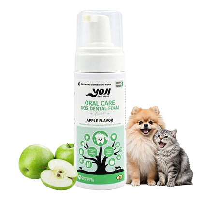Petsgofun oral care dog dental foam bottle in apple flavor for daily pet breath care