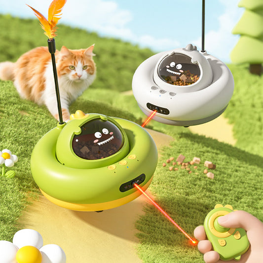 Automatic cat treat dispenser toy with smart play features and remote mode