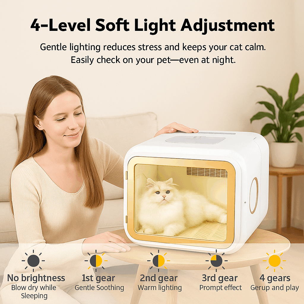 Foldable Smart Pet Drying Box Light Adjustment