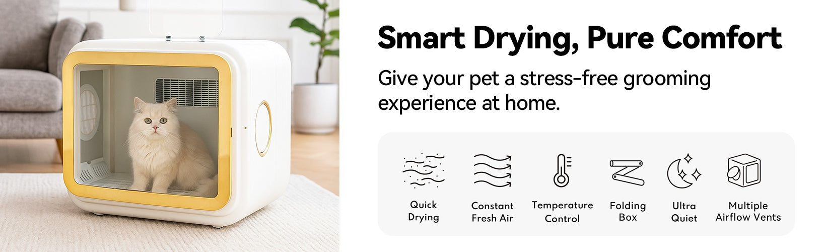 Foldable Smart Pet Drying Box Pure Comfort for Pet Grooming at Home