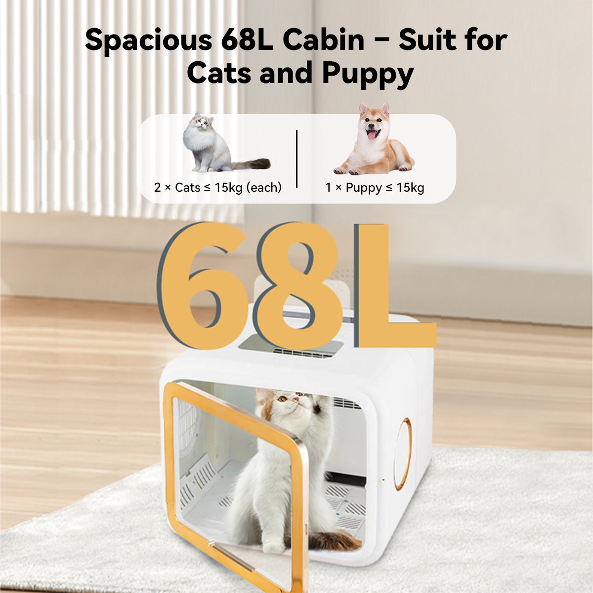 Foldable Smart Pet Drying Box with 68L capacity