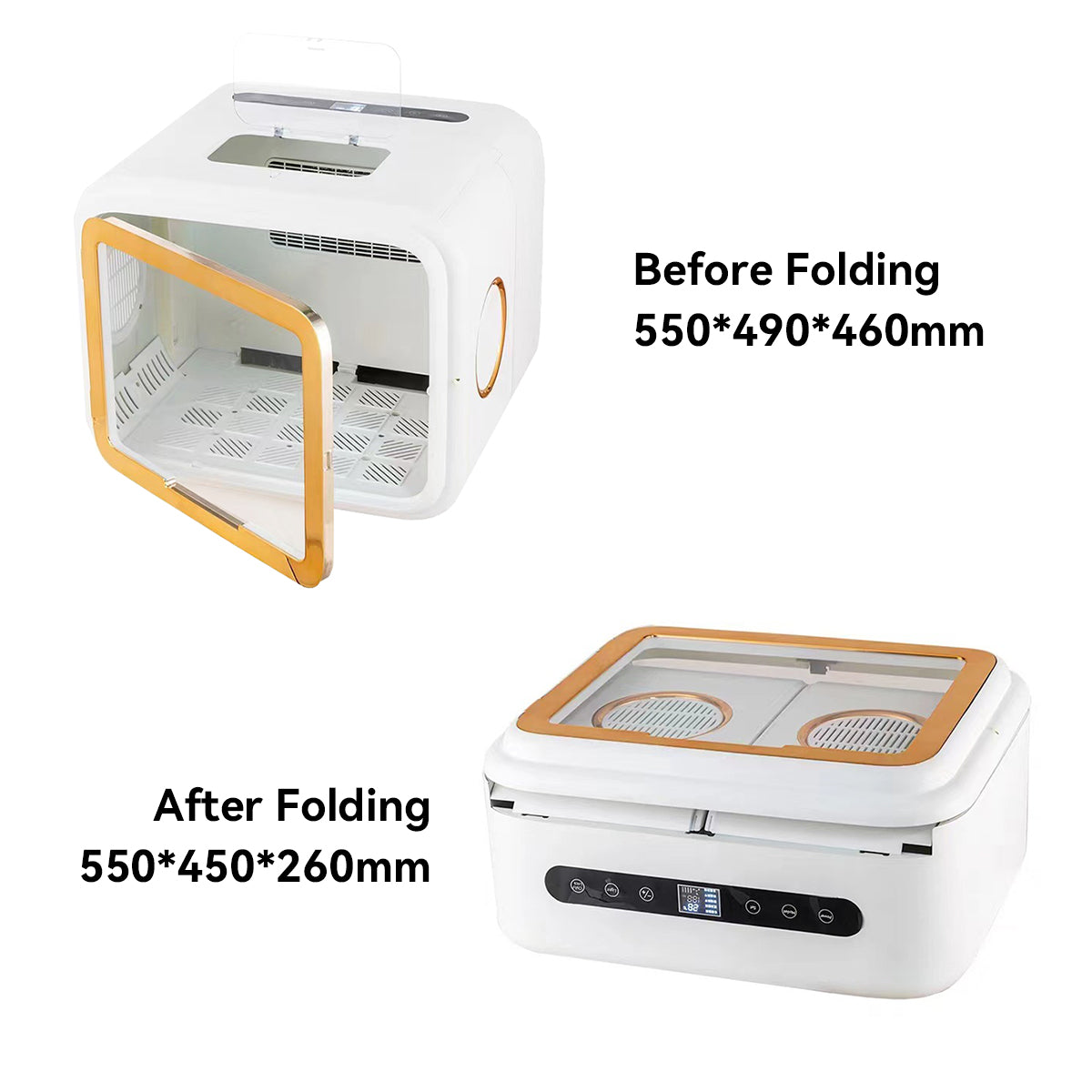 The pet drying box is designed to save space and reduce storage hassle. It can be folded in three simple steps, freeing up space at home or work. 