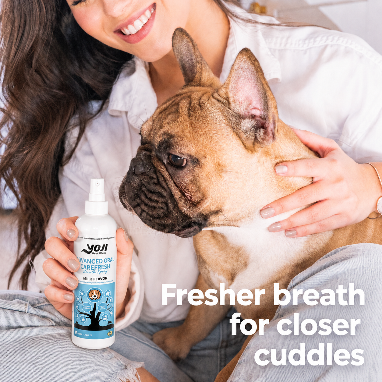 Pet oral care spray for dogs, fresher breath for closer cuddles with daily dental hygiene support