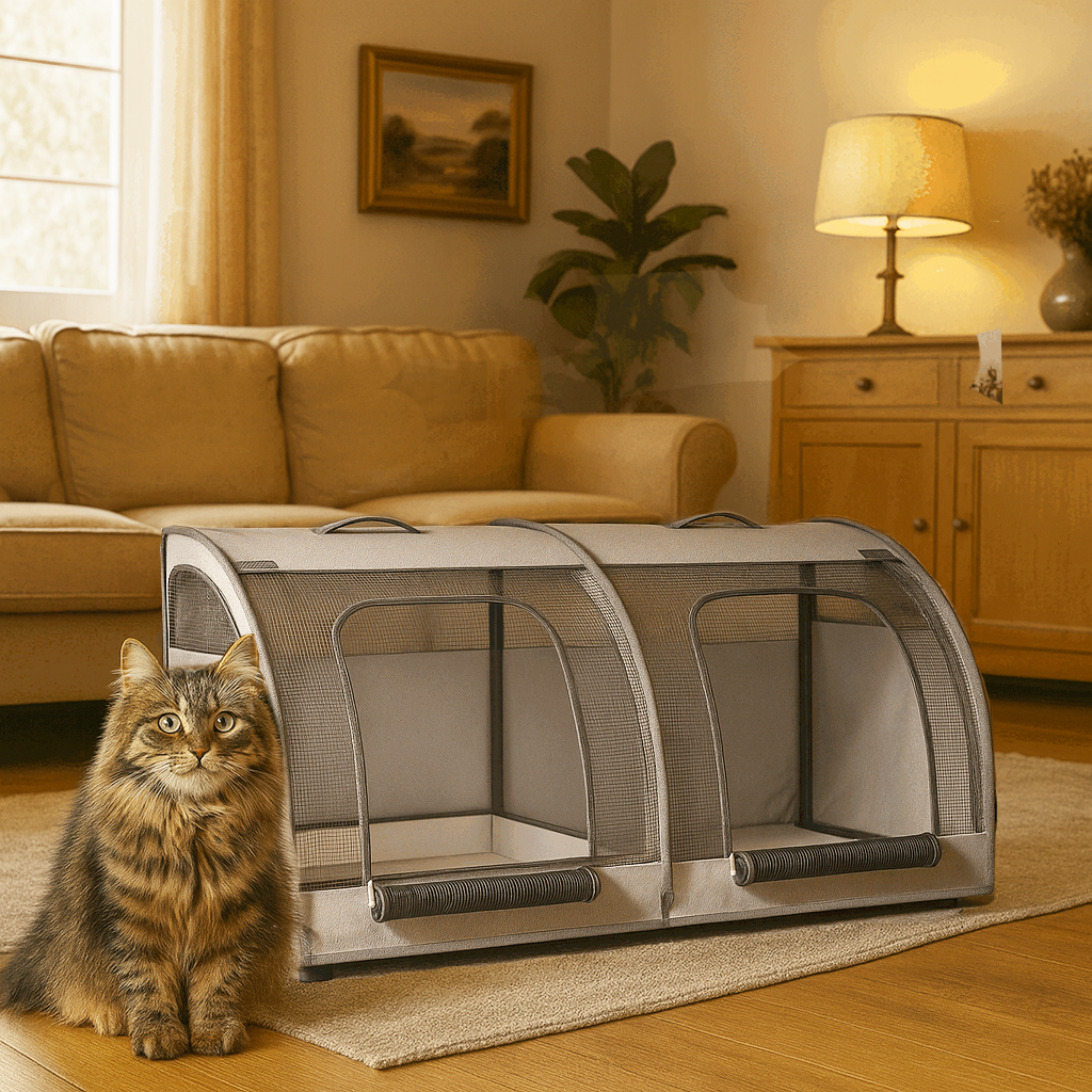 Grey Crate for new recovery cat