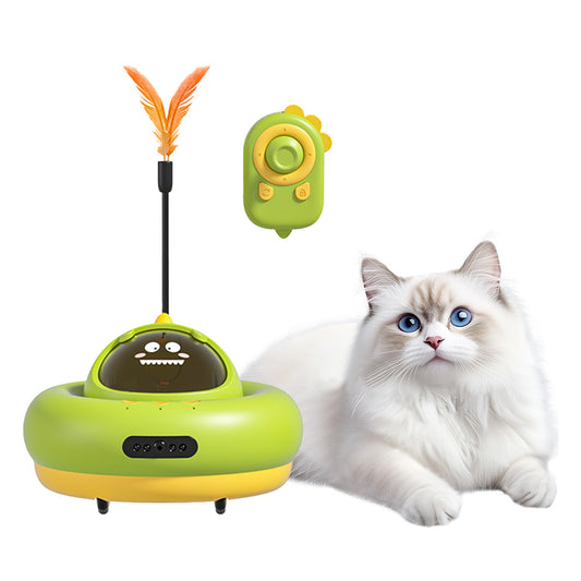 Interactive cat toy that dispenses treats and encourages active play