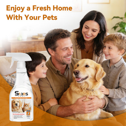 Enjoy a fresh home with your pets using Powerful Pet Odor Neutralizer.  Natural deodorizing spray features long-term odor protection, lightweight formula, suitable for all pets including dogs and cats.