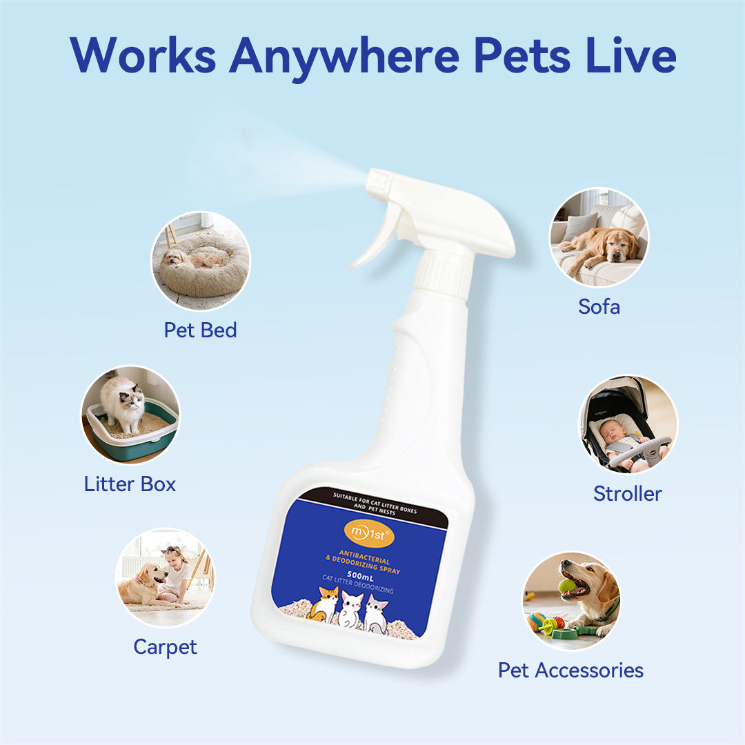 Natural enzyme spray used for any surface where pet odors accumulate. Common uses include:Cat litter boxes, Dog pee pads and potty areas, Carpets, rugs, and upholstery, Pet beds, crates, and carriers Hard floors