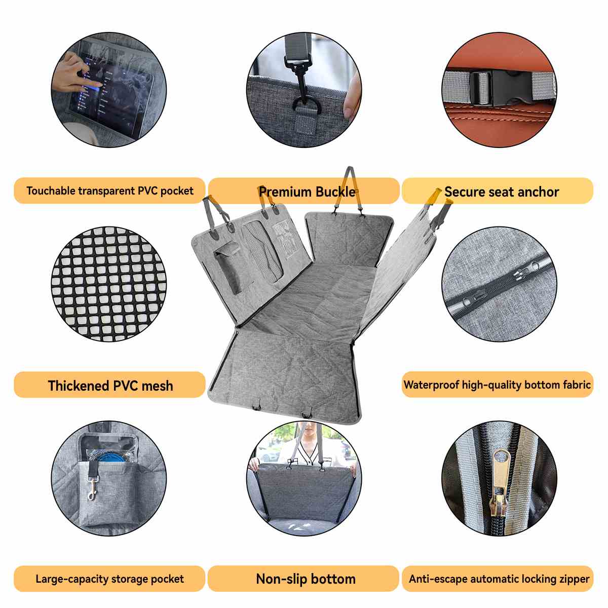 OC001  Pet Car Seat Cove Dogs Backseat Barrier for SUVs Cars Designs