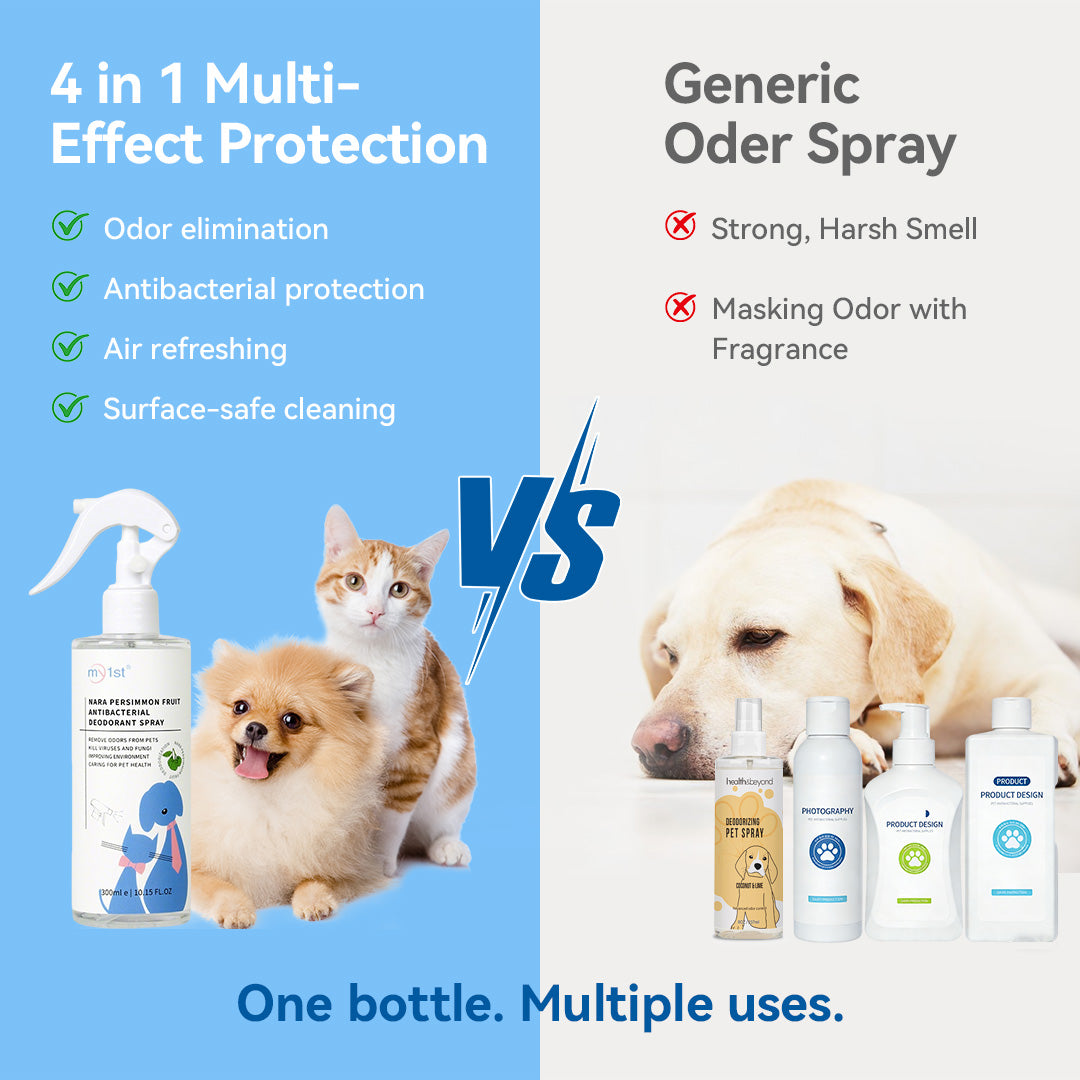 Persimmon Pet Odor Spray with 4 in 1 Multi -effect Protection like Odor elimination, air refreshing, surface-safe cleaning, antibacterial protection