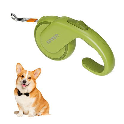 Green automatic retractable dog leash with stainless steel hook