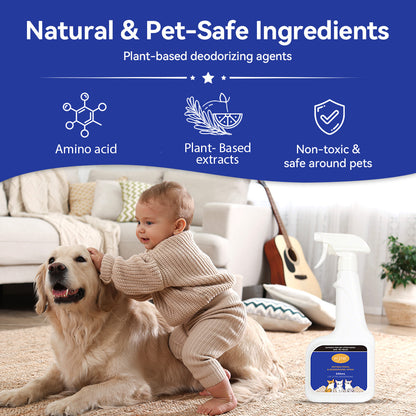 Plant-based dog deodorizer spray with natural ingredient and safe for pets and children