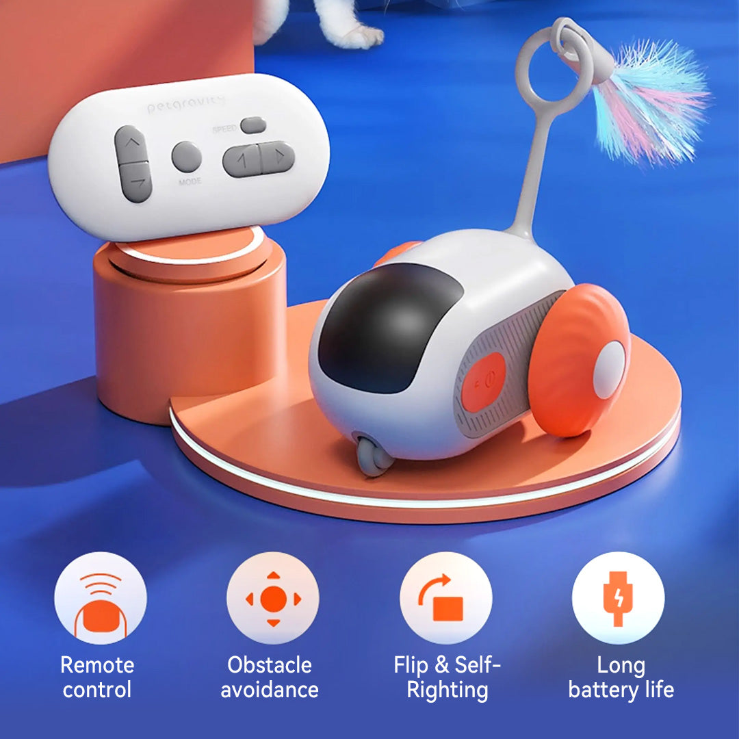 Interactive cat toy with obstacle avoidance and 360-degree movement