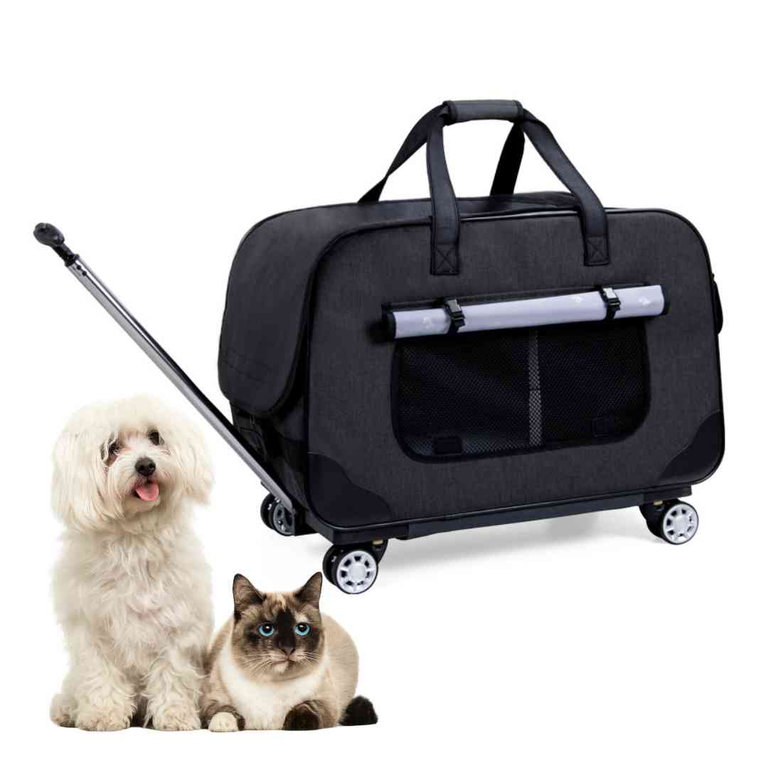 SC17 Rolling Pet Carrier with Removable Wheels Outdoor Gear Trolley Black