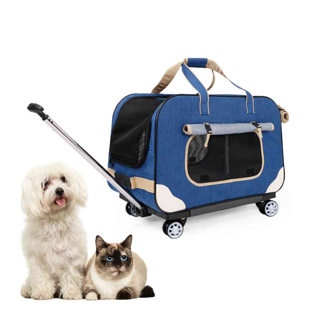 SC17 Rolling Pet Carrier with Removable Wheels Outdoor Gear Trolley Blue