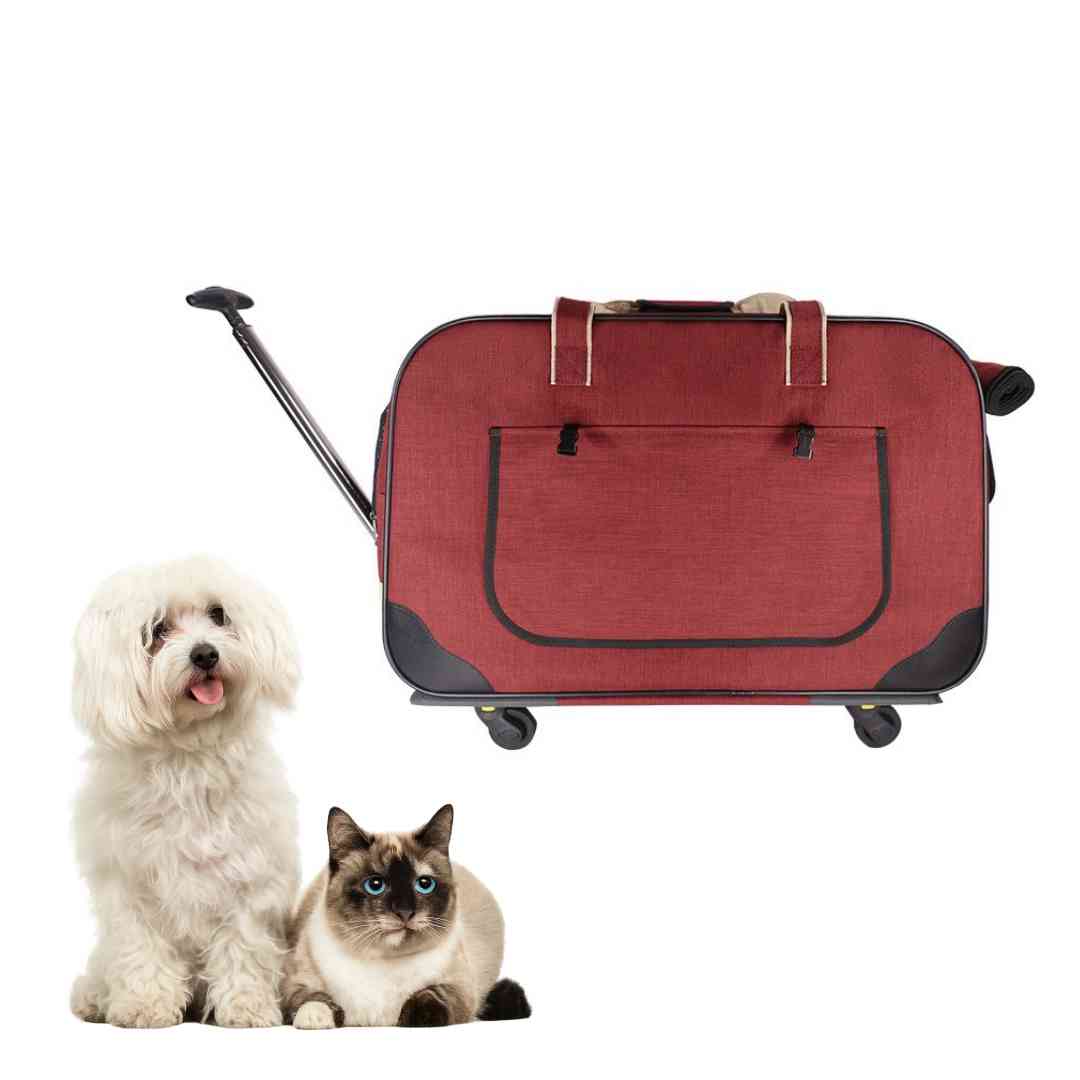 SC17 Rolling Pet Carrier with Removable Wheels Outdoor Gear Trolley Red