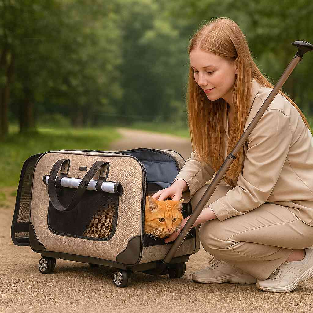 SC17 Rolling Pet Carrier with Removable Wheels Outdoor Gear Trolley for Small Medium Cats and Dogs