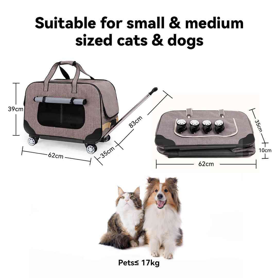 SC17 Rolling Pet Carrier with Removable Wheels suitable for small and medium sized pets
