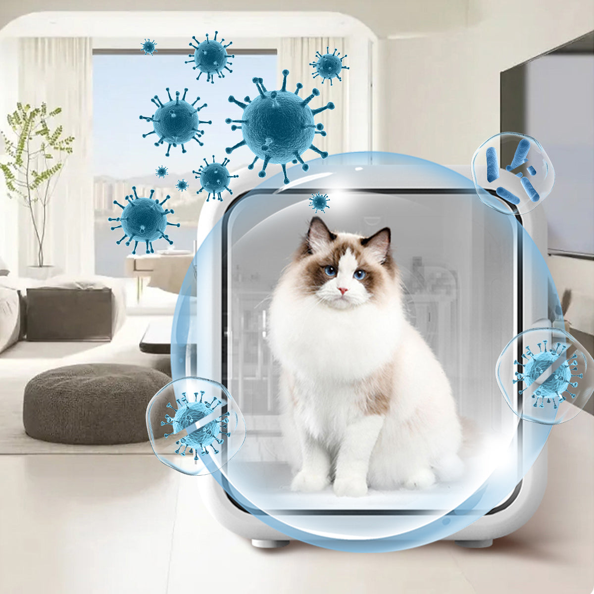 Square Pet Smart Dryer Box with Sterilization and Deodorization Mode