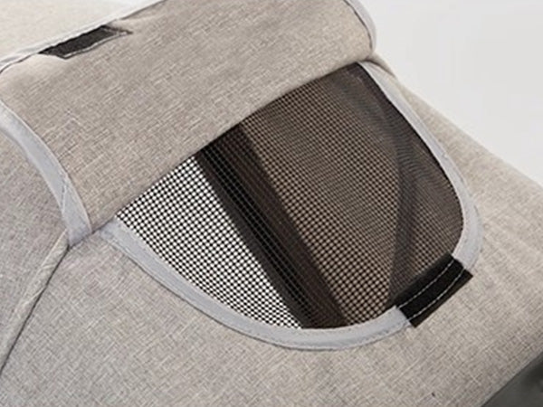 Top mesh skylight window on pet stroller for ventilation and easy pet monitoring