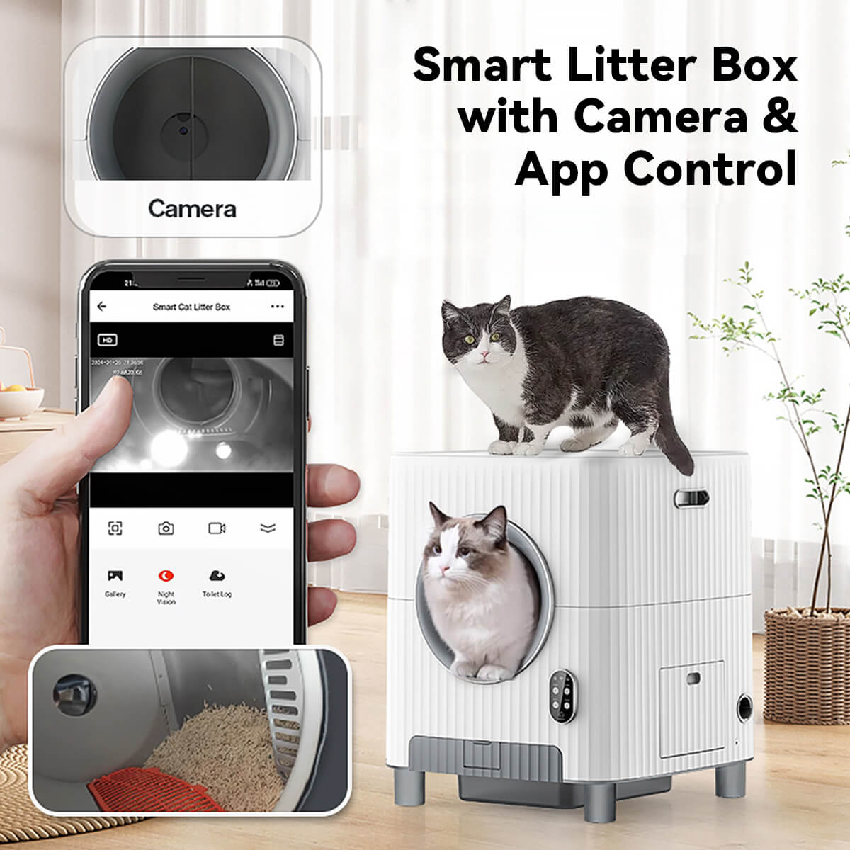 VA72 Smart Pet Litter Box with Camera & App Control